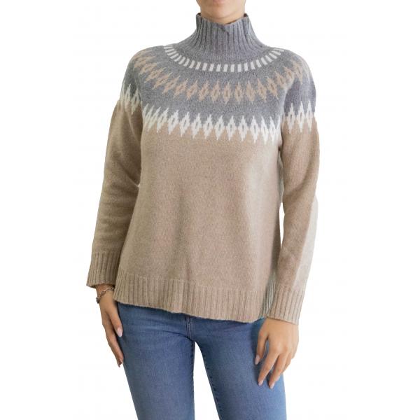 Maglione collo alto fantasia 